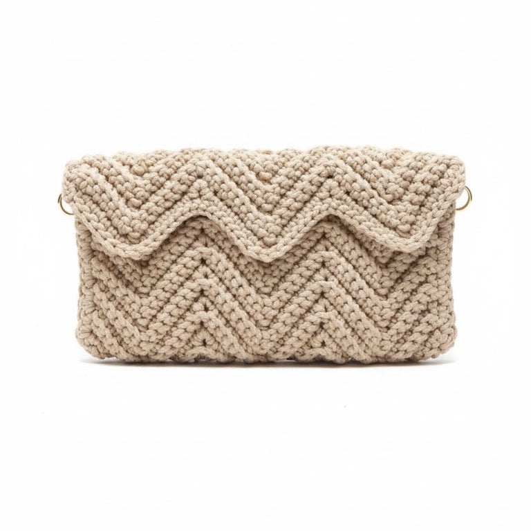 Bolsa Clutch de Crochê Artesanal - Bege
