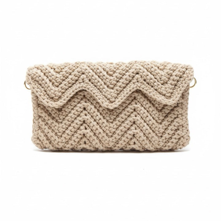Bolsa Clutch de Crochê Artesanal - Bege